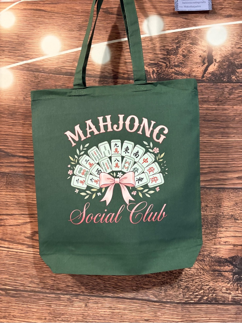 Mahjong Social Club Green Tote Bag